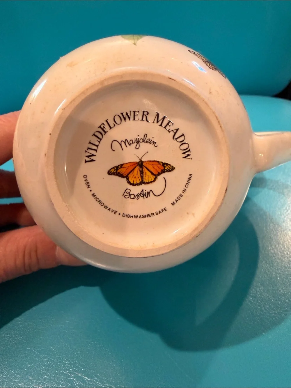 Creamer and Sugar Set with Bird Lid in Floral White